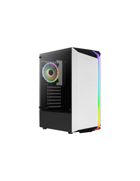 Aerocool Bionic v2 Midi-Tower, RGB, Tempered Glass - black / white