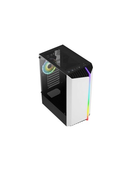 Aerocool Bionic v2 Midi-Tower, RGB, Tempered Glass - black / white