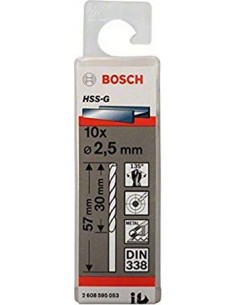 Bosch 10 Metal Drill Bits HSS-G 2,5x30x57mm