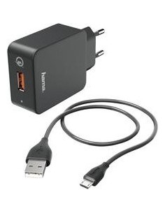 Hama Charger QC3.0 + Micro-USB-Cable, 1,5m, black