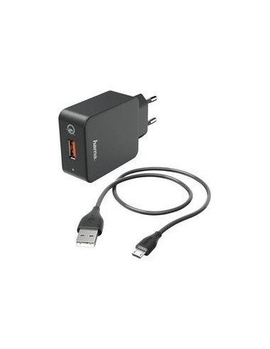Hama Charger QC3.0 + Micro-USB-Cable, 1,5m, black