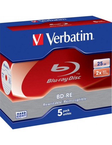 1x5 Verbatim BD-RE Blu-Ray 25GB 2x Speed, Jewel Case