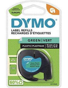 Dymo LetraTag Green Plastic 12 mm x 4 m