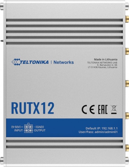 Teltonika RUTX12 wireless router Gigabit Ethernet Dual-band (2.4 GHz / 5 GHz) 3G 4G Silver