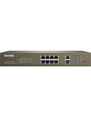 Tenda TEF1210P-8-150W Fast Ethernet (10/100) Grey Power over Ethernet (PoE)