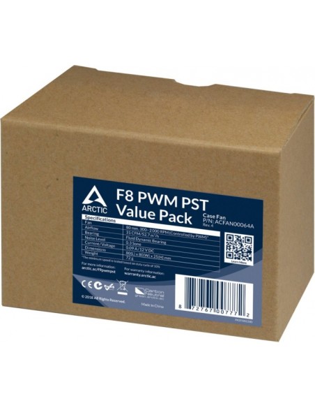 ARCTIC F8 PWM PST - 80 mm PWM PST Case Fan Computer case 8 cm Black, White 5 pc(s)
