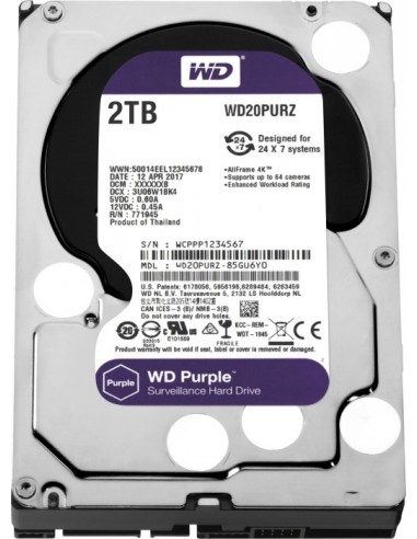 Western Digital WD22PURZ internal hard drive 3.5" 2000 GB Serial ATA