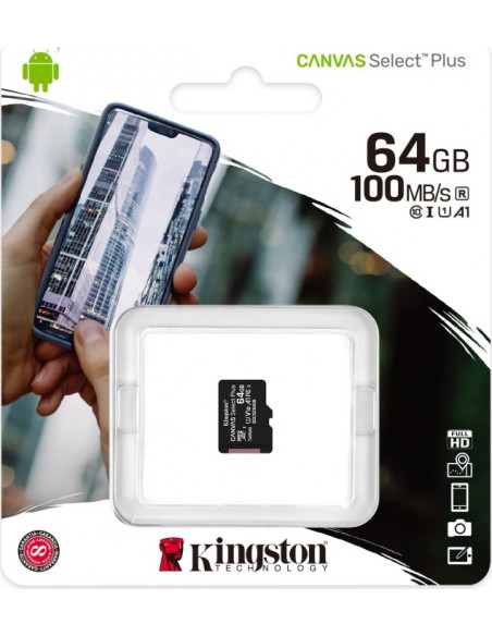 Kingston Technology Canvas Select Plus memory card 64 GB MicroSDXC Class 10 UHS-I