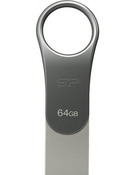 Silicon Power Mobile C80 USB flash drive 64 GB USB Type-A / USB Type-C 3.0 (3.1 Gen 1) Titanium