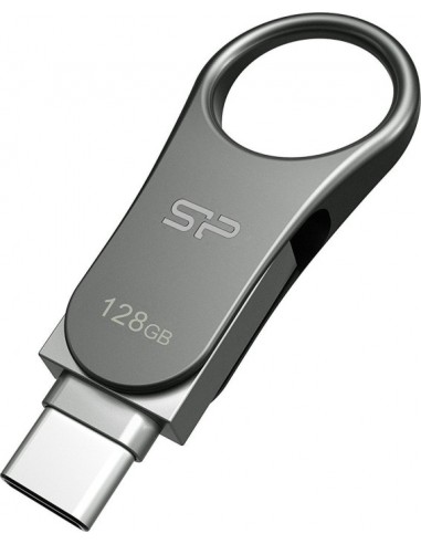 Silicon Power Mobile C80 USB flash drive 128 GB USB Type-A / USB Type-C 3.0 (3.1 Gen 1) Titanium
