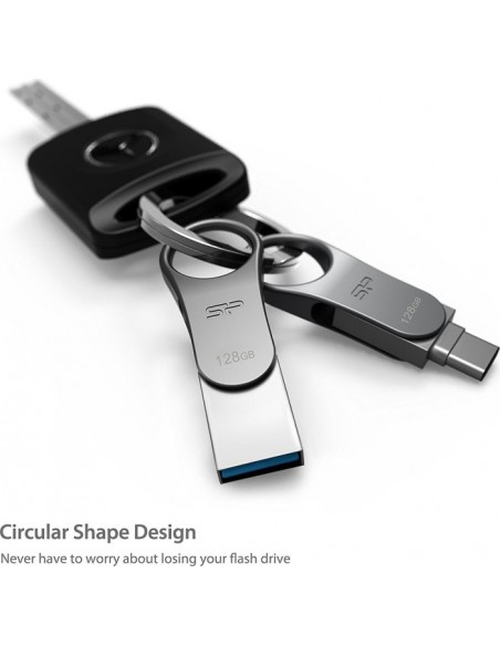 Silicon Power Mobile C80 USB flash drive 128 GB USB Type-A / USB Type-C 3.0 (3.1 Gen 1) Titanium