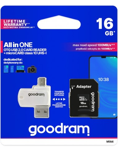 Goodram M1A4-0160R12 memory card 16 GB MicroSDHC Class 10 UHS-I