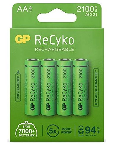 4+2 GP ReCyko+ NiMH Battery AA 2100mAH, 1,2V, ready to use