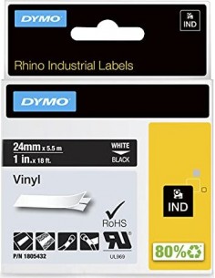Dymo Rhino 6000+ Vinyl 24 mm x 5,5 m white to black