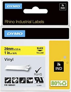 Dymo Rhino 6000+ Vinyl 24 mm x 5,5 m black to yellow