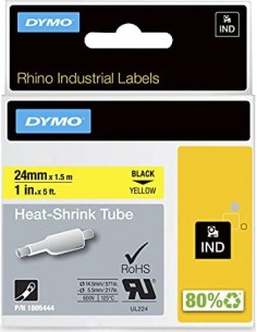 Dymo Rhino Heat-Shrink Tube 24 mm x 1,5 m black to yellow