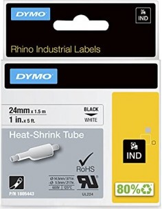 Dymo Rhino Heat-Shrink Tube 24 mm x 1,5 m black to white