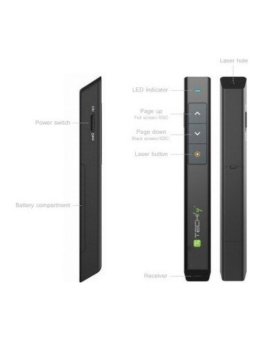 Techly ITC-LASER26 wireless presenter RF Black