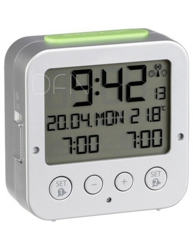 TFA 60.2528.01 Bingo black Digital RC Alarm Clock w. Temper