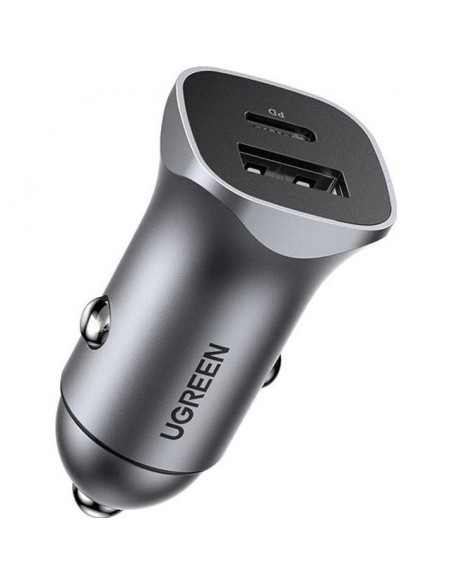 UGREEN USB-C PD+USB-A QC 24W Fast Car Charger Gray