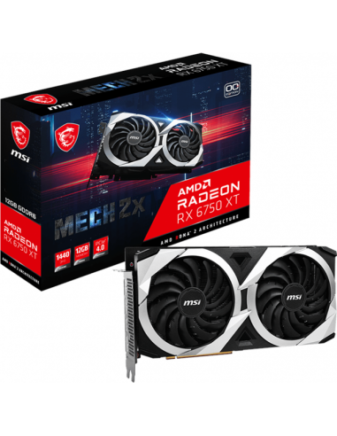 MSI MECH 2X AMD Radeon RX 6750 XT OC Graphic card 12GB GDDR6 PCI Express 4.0 ATX Black, Silver