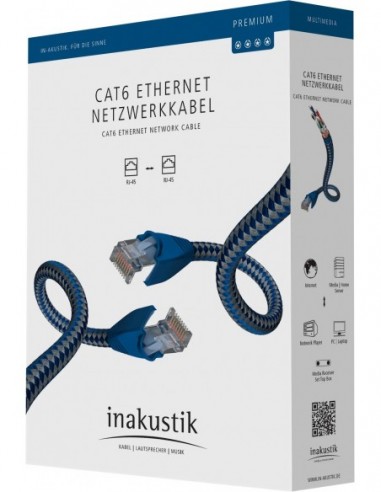 in-akustik Premium Network cable CAT6 RJ45 1M