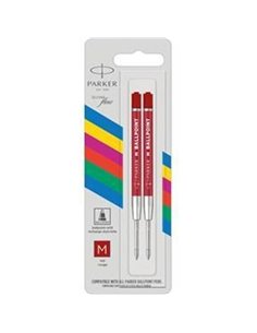 1x2 Parker Quinkflow Basic Ballpoint Pen Refill M red