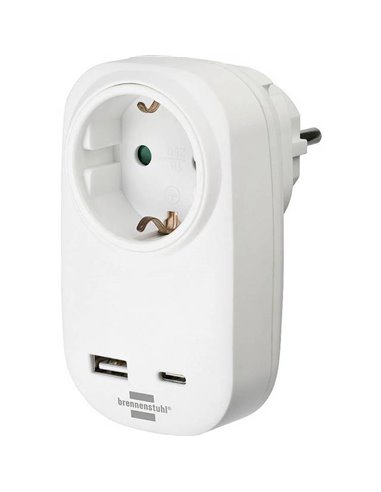 Brennenstuhl Socket Adapter with USB Power Delivery USB A/ Type C