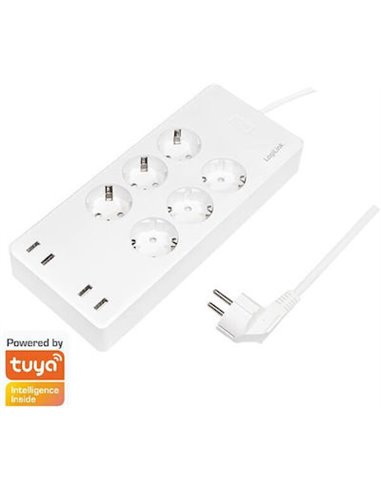 LogiLink Wi-Fi Smart power strip 6-way (CEE7/3) 4x USB Tuya compatible SH0105