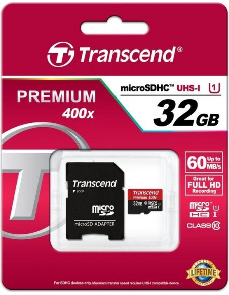 Transcend microSDHC Card 32GB Pre, memory card (TS32GUSDU1)