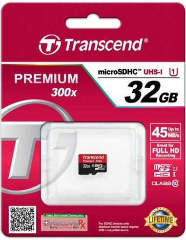 Transcend microSDHC Card UHS-I 32GB Pre, memory...