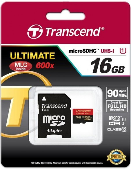 Transcend microSDHC Card Ultra UHS-I 16GB memory card (TS16GUSDHC10U1)