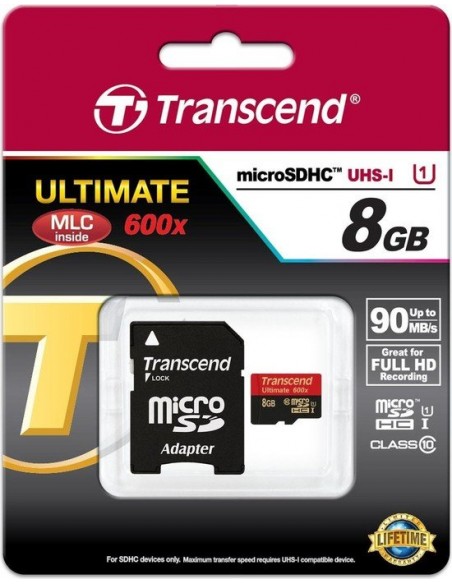 Transcend microSDHC Card UHS-I Ultra 8 GB Memory Card (TS8GUSDHC10U1)