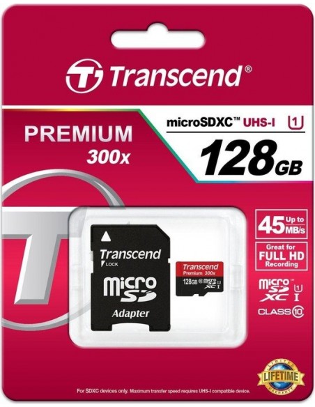 Transcend Premium 128GB microSDXC card, memory card (TS128GUSDU1)