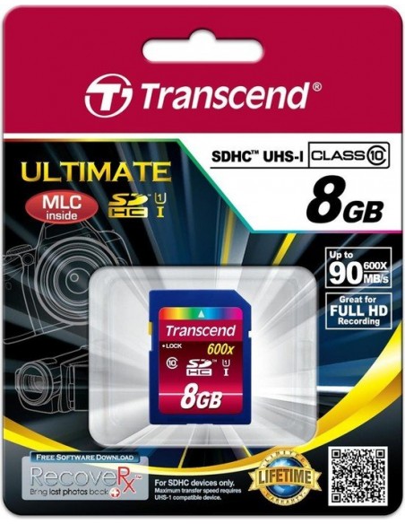 Transcend Secure Digital SDHC UHS-I 8GB memory card (TS8GSDHC10U1)