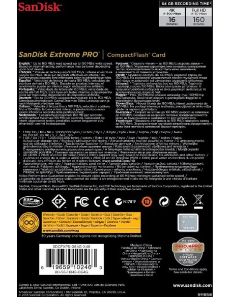 SanDisk CompactFlash Card 32 GB memory card (SDCFXPS-032G-X46)