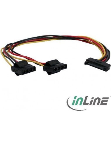 Inline SATA power-Y-cable to 2x 4 pin Molex - 30cm