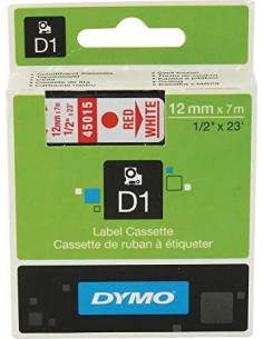 Dymo D1 12mm Red/White labels 45015