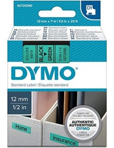 Dymo D1 12mm Black/Green labels 45019