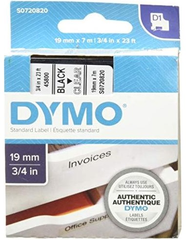 Dymo D1 19mm Black/Clear labels 45800