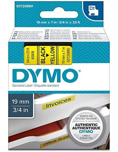 Dymo D1 19mm Black/Yellow labels 45808