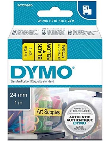 Dymo D1 24mm Black/Yellow labels 53718
