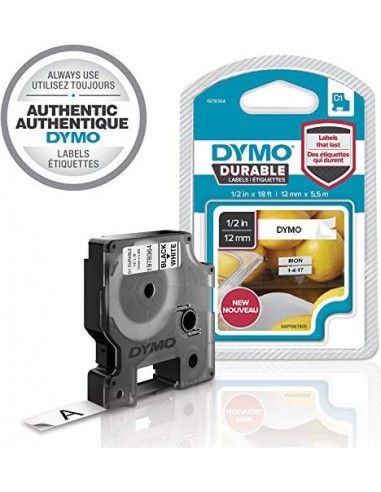 Dymo D1 Durable Labels 12 mm x 3 m white to red