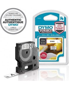 Dymo D1 Durable Labels 12 mm x 5,5 m black to white