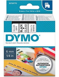 Dymo D1 6mm black/clear labels 43610