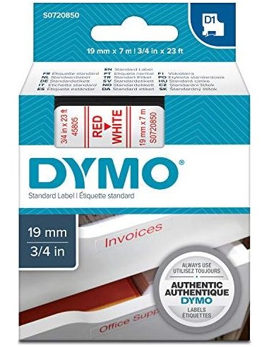 Dymo D1 19mm Red/White labels 45805