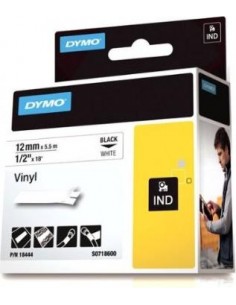 Dymo Rhino Label IND, Vinyl 12 mm x 5,5 m black to white