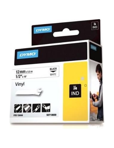 Dymo Rhino Label IND, Vinyl 12 mm x 5,5 m black to white