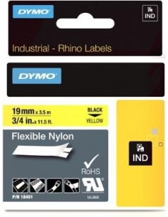 Dymo Rhino Flexible Nylon Tape 19 mm x 3,5 m black to yellow