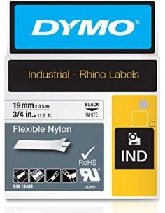 Dymo Rhino Flexible Nylon Tape 19 mm x 3,5 m black to white